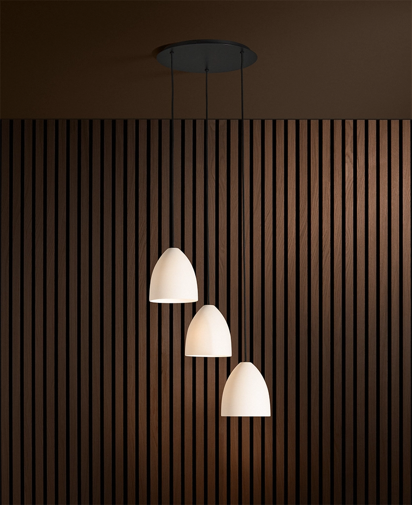 Black Porcelain 3 Light Cluster