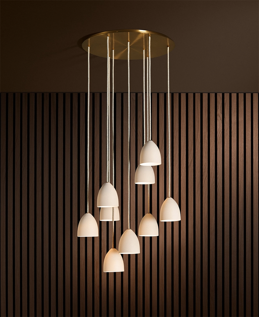 Gold Porcelain 9 Light Cluster